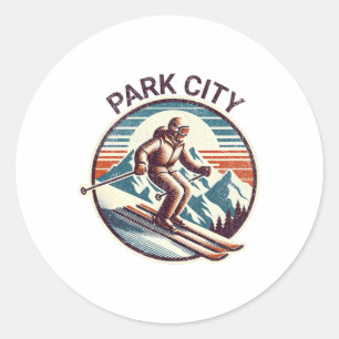 Retro Vintage Park City Utah Skigebiet Wintersport Runder Aufkleber