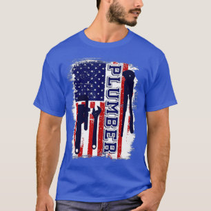 Retro Vintage Patriotischer Klempner 4. Juli-Flagg T-Shirt