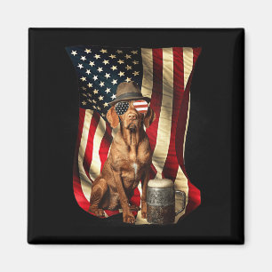 Retro Vintage Patriotischer Vizsla Hund USA-Flagge Magnet