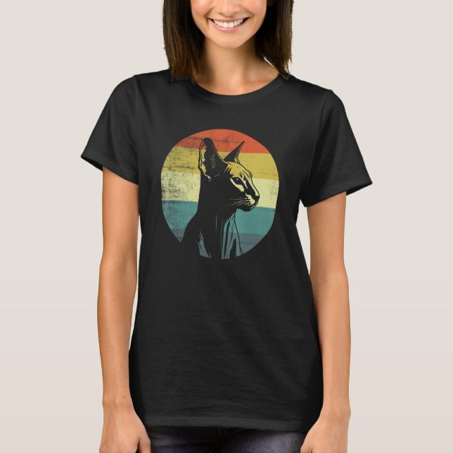 Retro Vintage Peterbald Katze T-Shirt (Vorderseite)