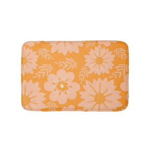 Retro Vintage Pfirsich Flaum Orange Blume Muster Badematte
