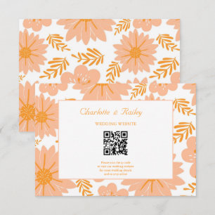 Retro Vintage Pfirsich Flaum Orange Blume Muster Begleitkarte