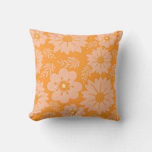Retro Vintage Pfirsich Flaum Orange Blume Muster Kissen