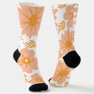 Retro Vintage Pfirsich Flaum Orange Blume Muster Socken