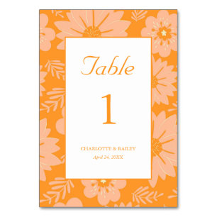 Retro Vintage Pfirsich Flaum Orange Blume Muster Tischnummer