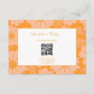 Retro Vintage Pfirsich Flaum Orange Blumenmuster Begleitkarte