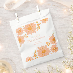 Retro Vintage Pfirsich Flaum Orange Blumenmuster Geschenktütchen