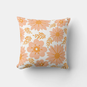 Retro Vintage Pfirsich Flaum Orange Blumenmuster Kissen