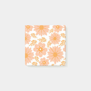 Retro Vintage Pfirsich Flaum Orange Blumenmuster Post-it Klebezettel