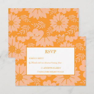 Retro Vintage Pfirsich Flaum Orange Blumenmuster RSVP Karte