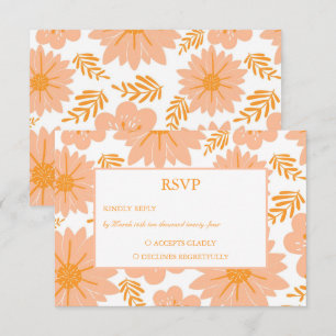 Retro Vintage Pfirsich Flaum Orange Blumenmuster RSVP Karte
