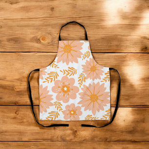 Retro Vintage Pfirsich Flaum Orange Blumenmuster Schürze