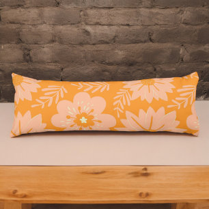 Retro Vintage Pfirsich Flaum Orange Blumenmuster Seitenschläferkissen