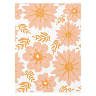 Retro Vintage Pfirsich Flaum Orange Blumenmuster Tischdecke