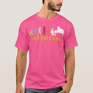 Retro Vintage Pianist Evolution Des Menschen Lusti T-Shirt
