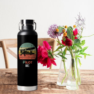 Retro Vintage PILOT Typografie und Flugzeug, kunde Trinkflasche
