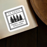 Retro Vintage Pine Trees Ex Libris Library Quadratischer Aufkleber<br><div class="desc">Retro Vintage Pine Trees Ex Libris Library Aufkleber.</div>