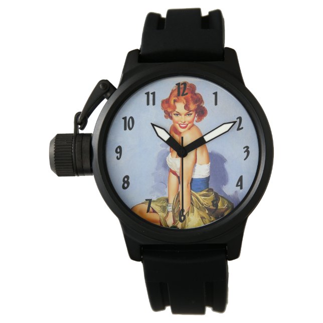 Retro Vintage Pinups Armbanduhr (Vorderseite)
