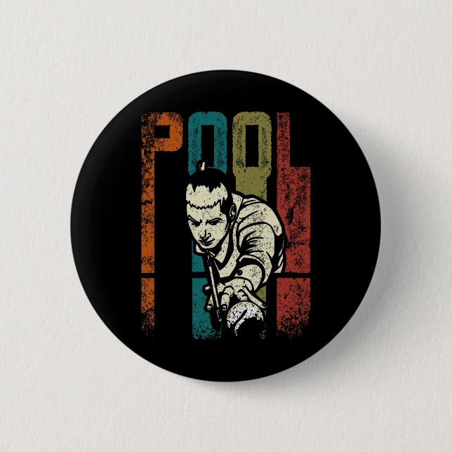 Retro Vintage Pool Billard  Button (Vorderseite)