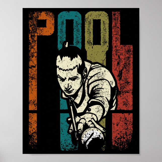 Retro Vintage Pool Billard  Poster (Vorne)