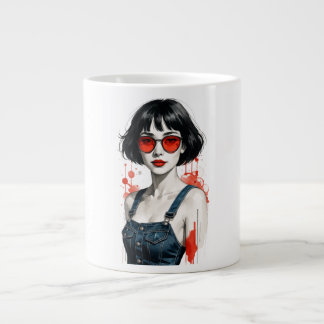 Retro-Vintage-Pop-Art-Mädchen-Jumbo-Mug – 80er 90e Jumbo-Tasse