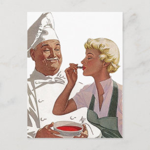 Retro-Vintage-Postkarte Koch beim Kochen Suppe pro Postkarte