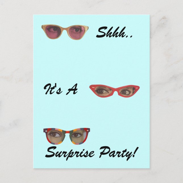 Retro Vintage Postkarten Überraschungsparty Diskre (Vorderseite)