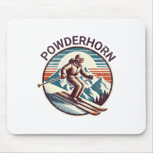 Retro Vintage Powderhorn Colorado Skigebiet Winter Mousepad