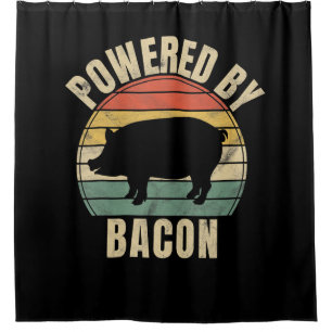 Retro Vintage Powered By Bacon BBQ BBQ Duschvorhang
