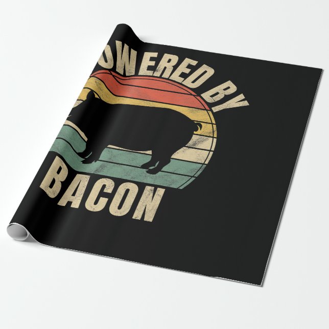 Retro Vintage Powered By Bacon BBQ BBQ Geschenkpapier (Ungerollt)