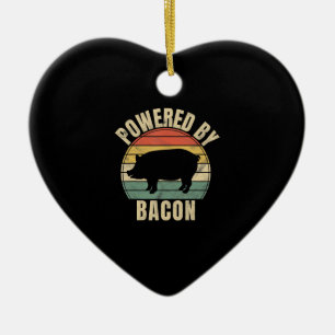 Retro Vintage Powered By Bacon BBQ BBQ Keramik Ornament