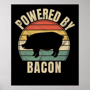 Retro Vintage Powered By Bacon BBQ BBQ Poster