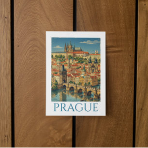 Retro Vintage Prag Tschechien Stadtansicht Postkarte