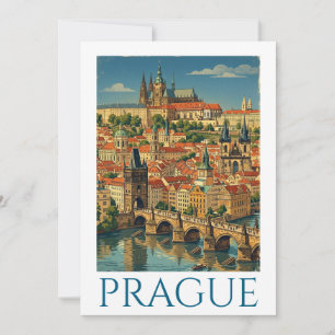 Retro Vintage Prag Tschechische Republik Stadtansi Einladung