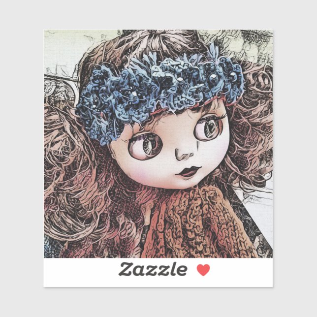 Retro Vintage Puppengrunge Kunst niedlicher Boho-S Aufkleber (Blatt)