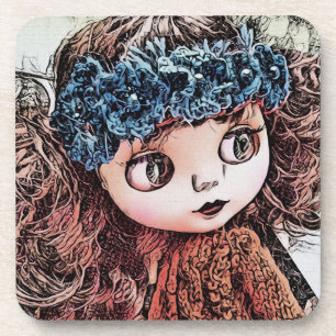 Retro Vintage Puppengrunge Kunst niedlicher Boho-S Getränkeuntersetzer