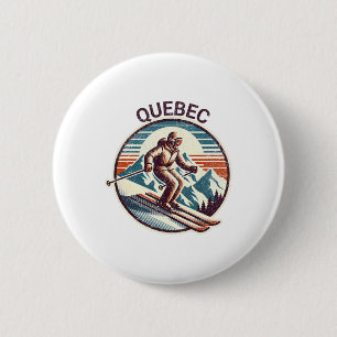 Retro Vintage Quebec Kanada Skigebiet Winter Skifa Button