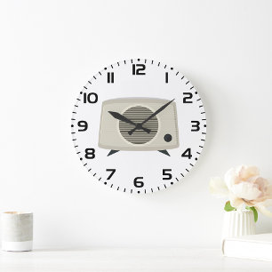 Retro-Vintage-Radio Mid-Century-Modern-Audio Große Wanduhr