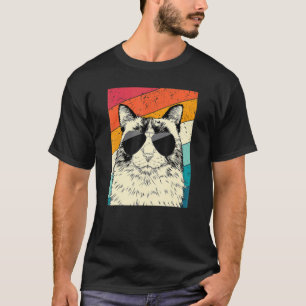 Retro Vintage-Ragdoll-Katze mit Sonnenbrille Katze T-Shirt