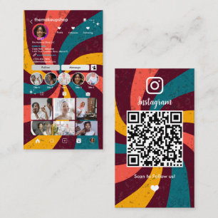Retro Vintage Rays Instagram QR Visitenkarte