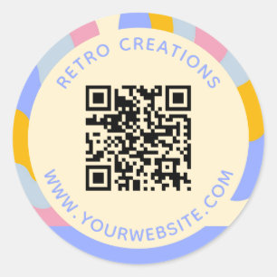 Retro-Vintage Rays QR-Code Abstrakt Business Runder Aufkleber