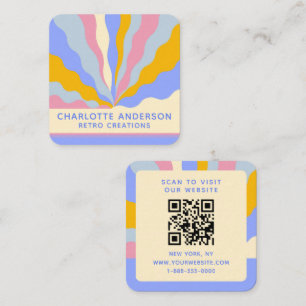 Retro Vintage Rays QR Code Abstrakt Trendy Quadratische Visitenkarte