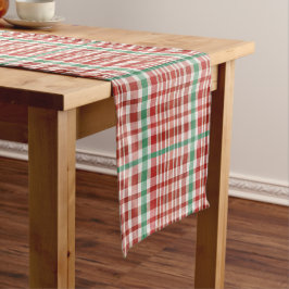 Retro Vintage Red Green Textured Plaid Kurzer Tischläufer