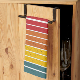 Retro-vintage-Regenbogen-Sonnenuntergangsstreifen  Geschirrtuch