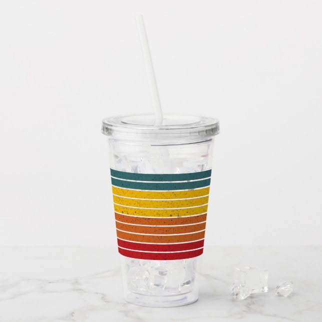 Retro Vintage Regenbogenstreifen Acryltrinkbecher (Vorderseite Ice)