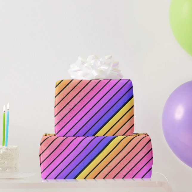 Retro Vintage Regenbogenstreifen Geschenkpapier (Partygeschenke)