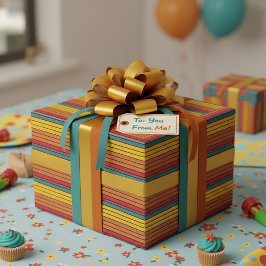 Retro Vintage Regenbogenstreifen Geschenkpapier