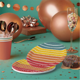 Retro Vintage Regenbogenstreifen Pappteller