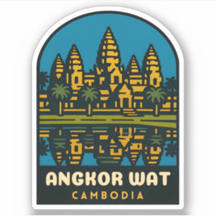 Retro Vintage Reise Angkor Wat Kambodscha  Aufkleber