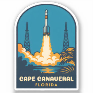 Retro Vintage Reise Cape Canaveral Florida Rakete Aufkleber